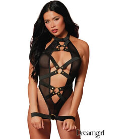 Fetish Teddy w O-rings & cuffs O/S