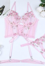 Lingerie By Coco Rose Garden Embroiderd Lace 3 Pc Set - Coco