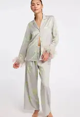 Rya Collection Sophia Printed Satin PJ set w Feathers - Rya