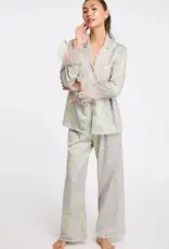 Rya Collection Sophia Printed Satin PJ set w Feathers - Rya