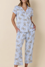 The Cat's Pajamas Cats pajamas S/S Capri button up pajama Set Pima Cotton