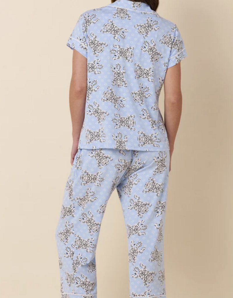The Cat's Pajamas Cats pajamas S/S Capri button up pajama Set Pima Cotton