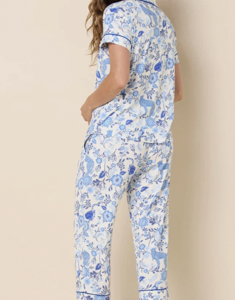 The Cat's Pajamas Cats pajamas S/S Capri button up pajama Set Pima Cotton