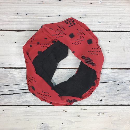 Sarah Bibb Single Loop Infinity Scarf - Red Nav/Blk Woolie Sarah Bibb Single Loop Infinity Scarf - Red Nav/Blk Woolie