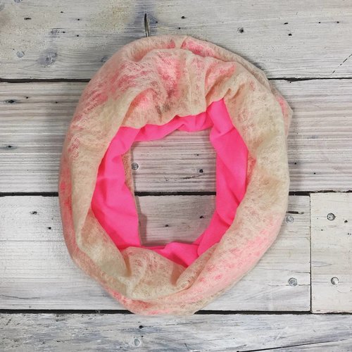 Sarah Bibb Single Loop Infinity Scarf - Dreamy Pink /Cream Sarah Bibb Single Loop Infinity Scarf - Dreamy Pink /Cream