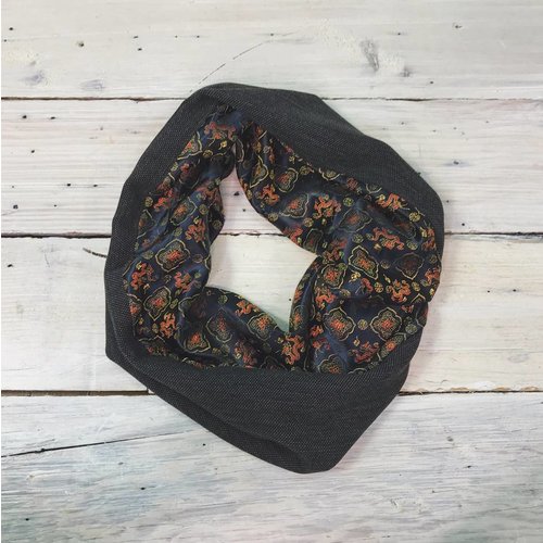Sarah Bibb Single Loop Infinity Scarf -Dragon/Charcoal Sarah Bibb Single Loop Infinity Scarf -Dragon/Charcoal