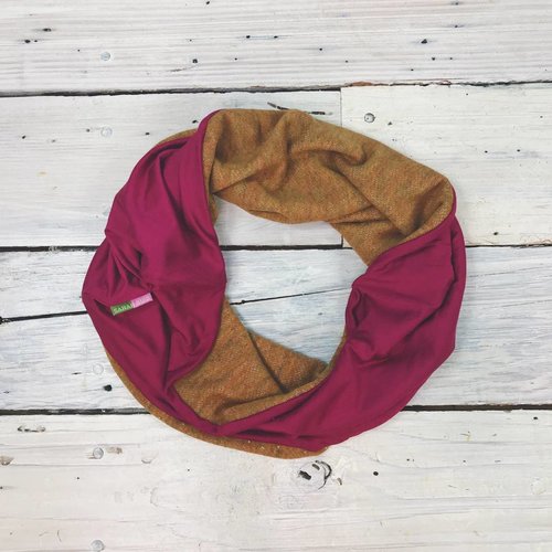 Sarah Bibb Single Loop Infinity Scarf - Dijon/Fucshia Sarah Bibb Single Loop Infinity Scarf - Dijon/Fucshia