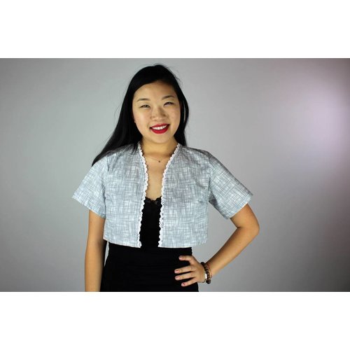 Sarah Bibb DeDe Cropped Jacket - Grey Hatch Sarah Bibb DeDe Cropped Jacket - Grey Hatch