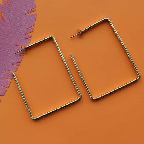 Ink & Alloy Rectangle Hoop - Brass Ink & Alloy Rectangle Hoop - Brass
