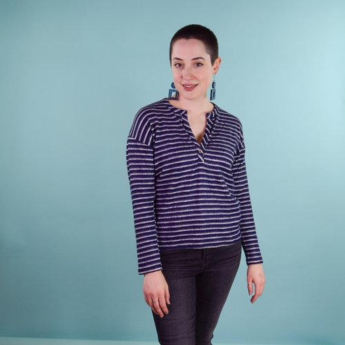 Coin Henley - Navy Stripe Coin Henley - Navy Stripe