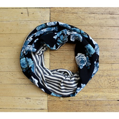 Sarah Bibb Single Loop Infinity Scarf - Stripe/Blue Rose Sarah Bibb Single Loop Infinity Scarf - Stripe/Blue Rose