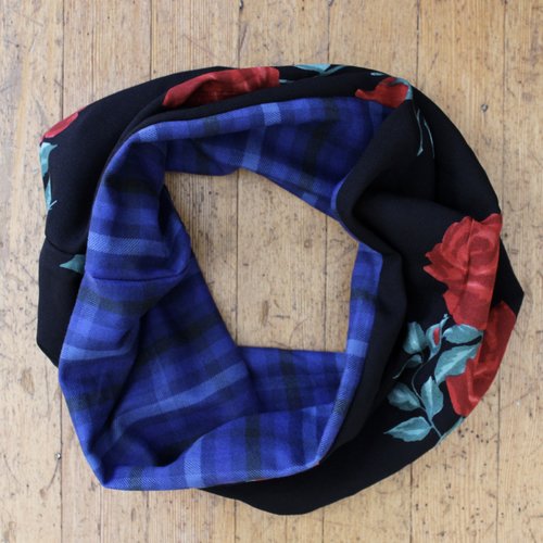 Sarah Bibb Single Loop Infinity Scarf - City of Roses/Plaid Sarah Bibb Single Loop Infinity Scarf - City of Roses/Plaid