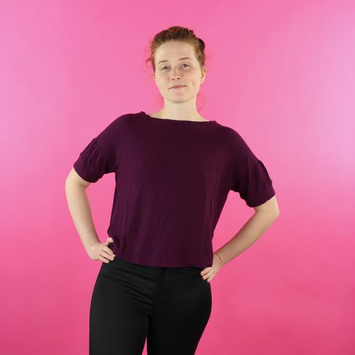 Sarah Bibb Bev Tee - Plum Waffle Sarah Bibb Bev Tee - Plum Waffle