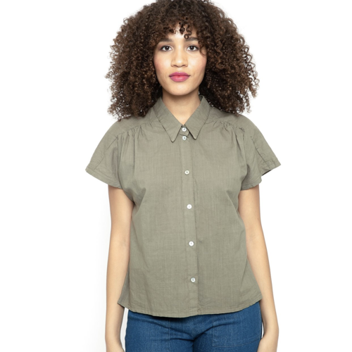 Cameo Carol Blouse - Army hatch Cameo Carol Blouse - Army hatch