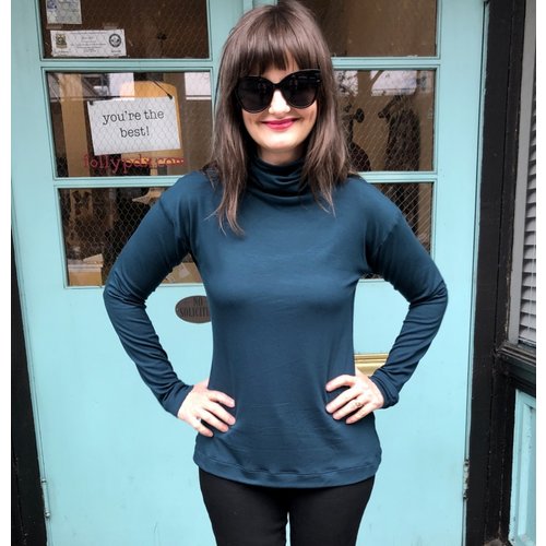Sarah Bibb Tasha Turtleneck - Cyan Sarah Bibb Tasha Turtleneck - Cyan