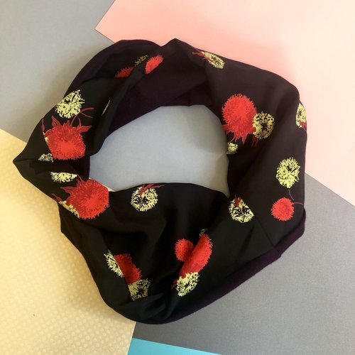 Sarah Bibb Single Loop Infinity Scarf - Pom/Deep Purple Sarah Bibb Single Loop Infinity Scarf - Pom/Deep Purple