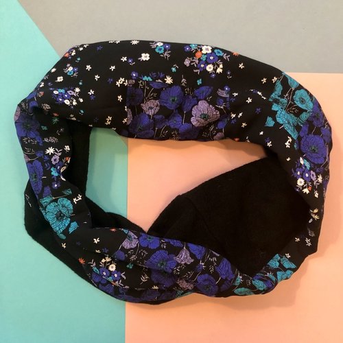 Sarah Bibb Single Loop Infinity Scarf -Purple Haze/Black Fleece Sarah Bibb Single Loop Infinity Scarf -Purple Haze/Black Fleece