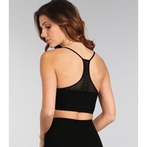 M Rena Cropped Mesh RacerBack Cami - Black M Rena Cropped Mesh RacerBack Cami - Black
