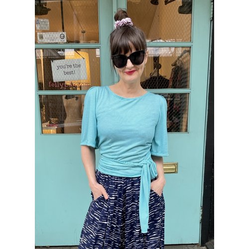 Sarah Bibb Irina Wrap Top - Tiny Turq Sarah Bibb Irina Wrap Top - Tiny Turq