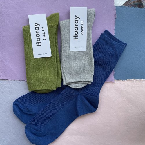 Hooray Everyday 3 Pack Socks -Ocean/Moss/Cement Hooray Everyday 3 Pack Socks -Ocean/Moss/Cement