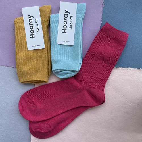 Hooray Everyday 3 Pack Socks - Goldenrod/Red/Seafoam Hooray Everyday 3 Pack Socks - Goldenrod/Red/Seafoam