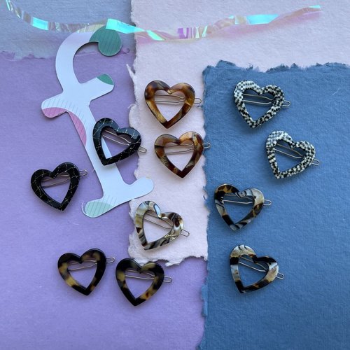 Sorca Heart Set Barrettes - Multiple Colors Sorca Heart Set Barrettes - Multiple Colors