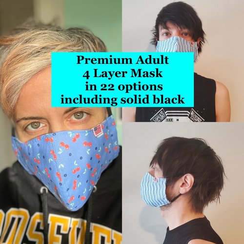 Busy Mushroom Premium Adult 4 Layer Mask - Multiple Colors Busy Mushroom Premium Adult 4 Layer Mask - Multiple Colors