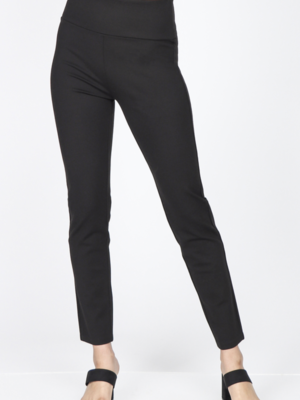 High Waist Ponte Pants - Black - FOLLY