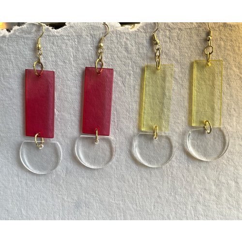 Ink & Alloy Rectangle Semi Lucite Earring - Mulitple Colors Ink & Alloy Rectangle Semi Lucite Earring - Mulitple Colors