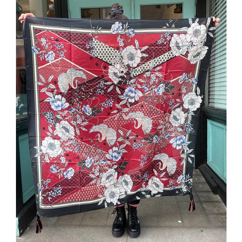 Johnny Was Silk Tassel Scarf - Royal Crane Johnny Was Silk Tassel Scarf - Royal Crane