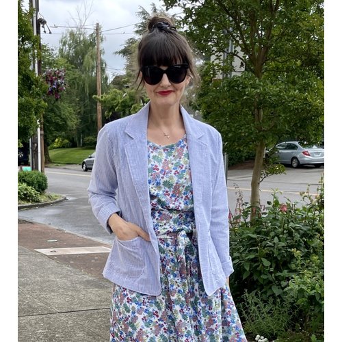 Sarah Bibb Patricia Blazer - Seersucker Blue Sarah Bibb Patricia Blazer - Seersucker Blue