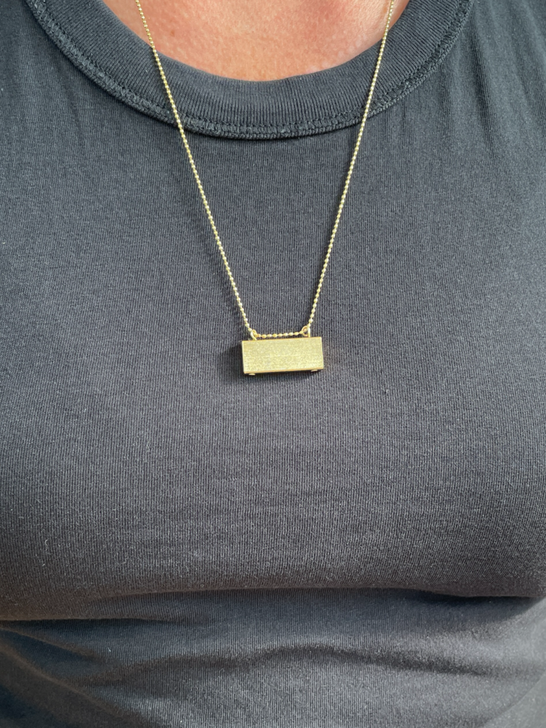 brass and sand Side Bar Necklace