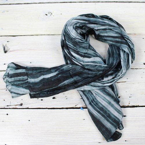Watercolor Silk Scarf- Ivory/Blk Watercolor Silk Scarf- Ivory/Blk