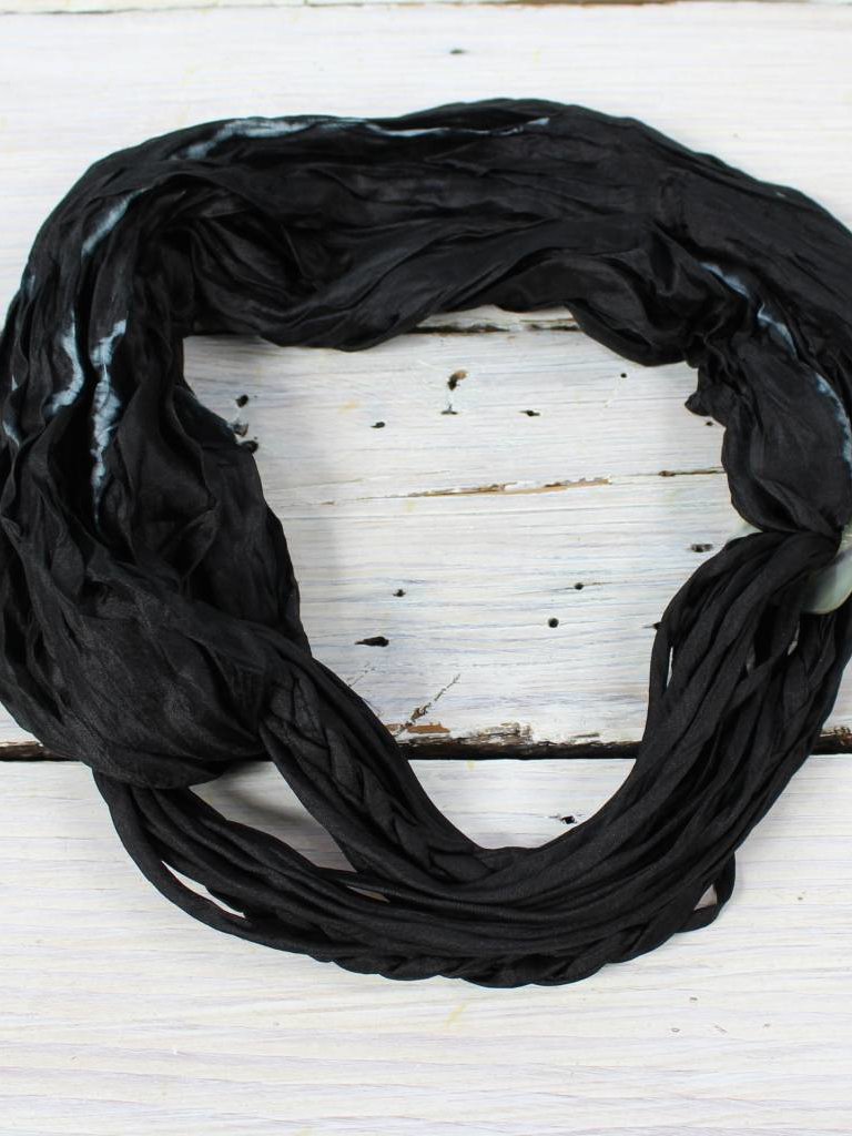 Braided Scarf Necklace - Black
