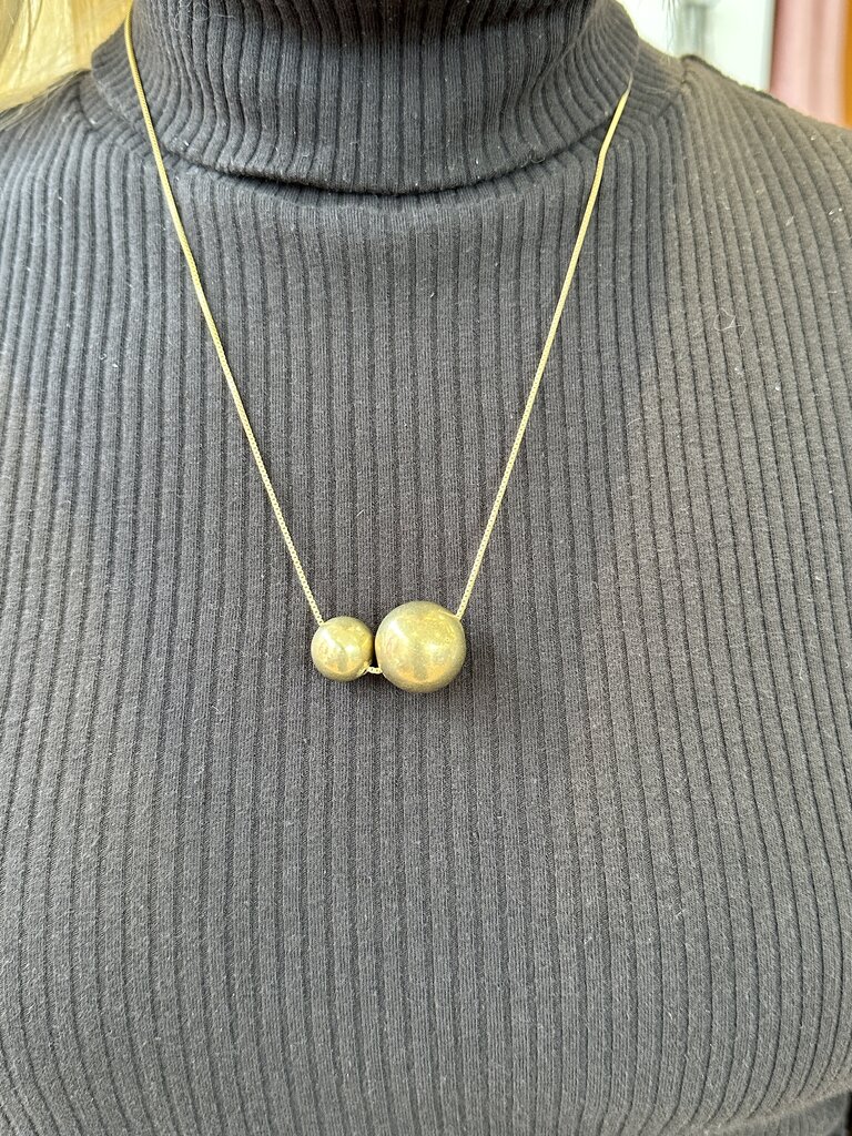 brass and sand Globe Duo Necklace