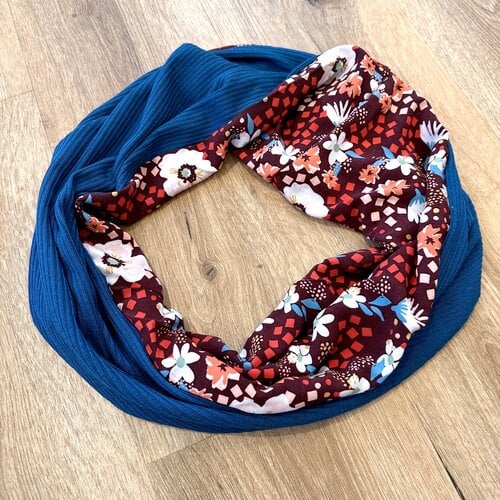 Sarah Bibb Single Loop Infinity Scarf -Wine Camarillo/Teal Rib