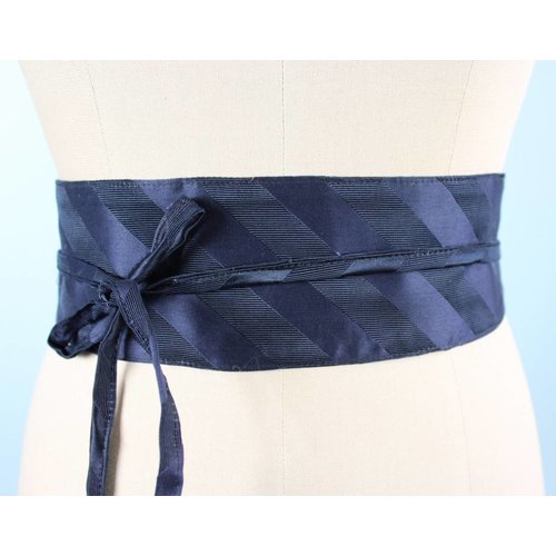 Sarah Bibb Obi Belt by Sarah Bibb - Navy Silk Stripe Sarah Bibb Obi Belt by Sarah Bibb - Navy Silk Stripe