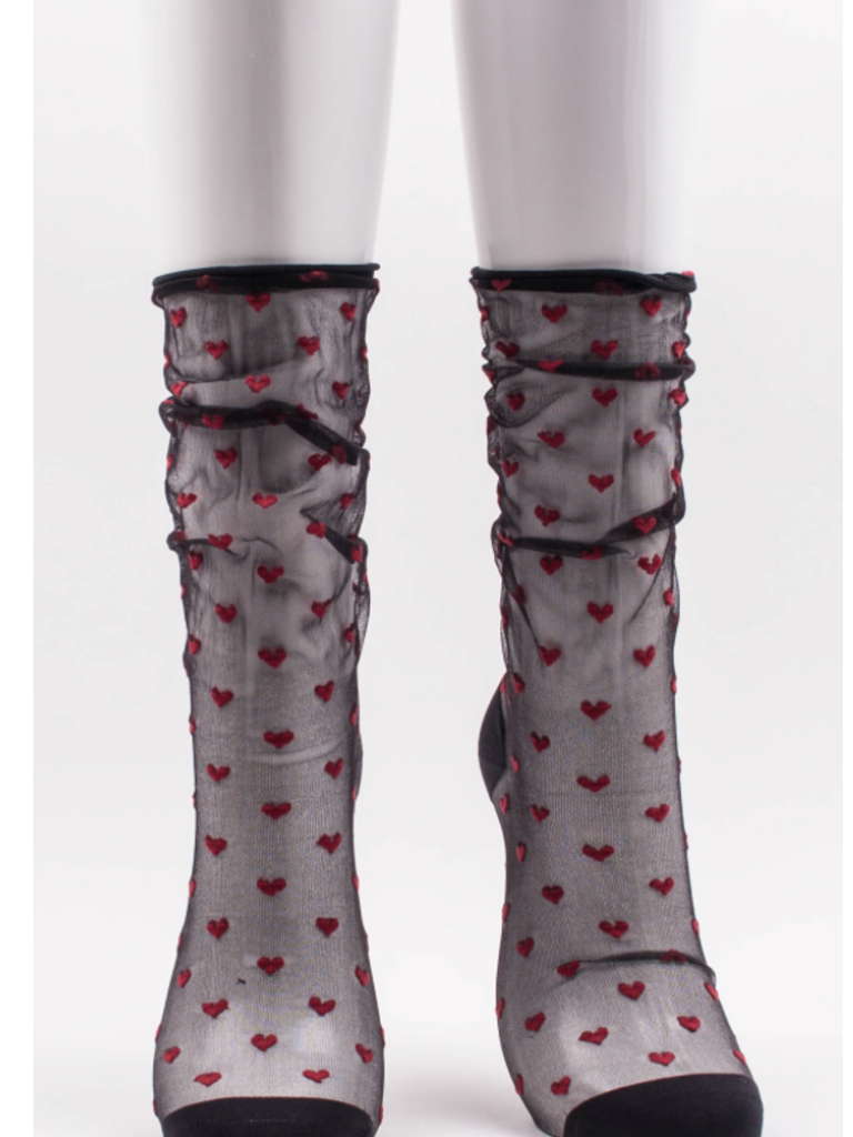 Tabbisocks Party Socks - Sheer Tiny Hearts