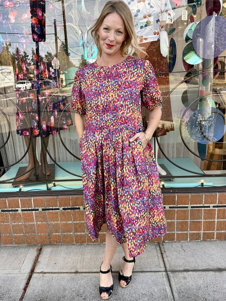 Busy Mushroom Felice Dress - Painterly