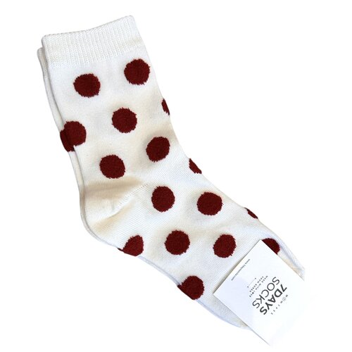 7 Days Cozy Dot Socks - Cream/Crimson 7 Days Cozy Dot Socks - Cream/Crimson