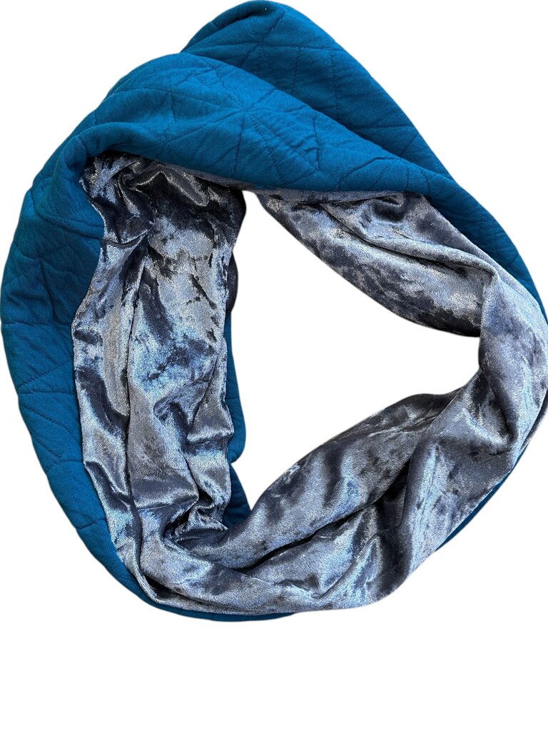 Sarah Bibb Single Loop Infinity Scarf -Teal Quilty/Silver Bliss