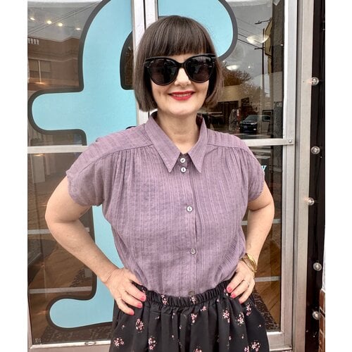 Cameo Carol Blouse - Dusty Plum Linez Cameo Carol Blouse - Dusty Plum Linez