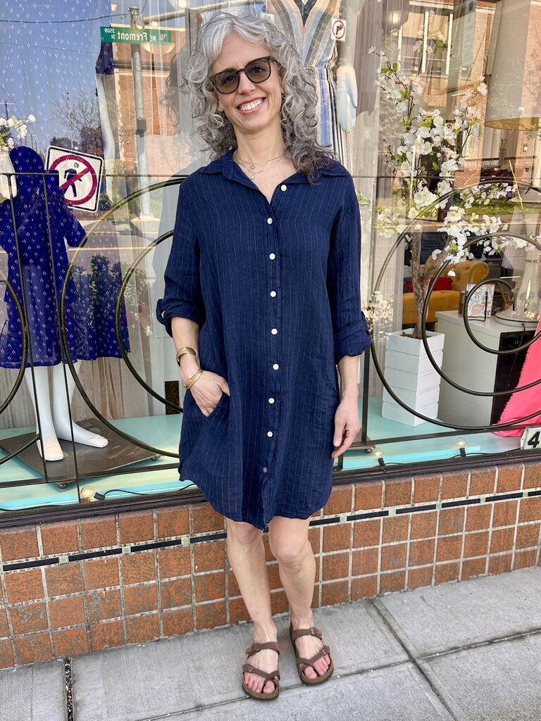 Milio Milano Karina Tunic - Navy Pin Linen