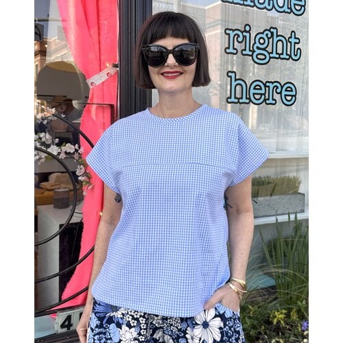 Sarah Bibb Lang Top - Sky Gingham Sarah Bibb Lang Top - Sky Gingham