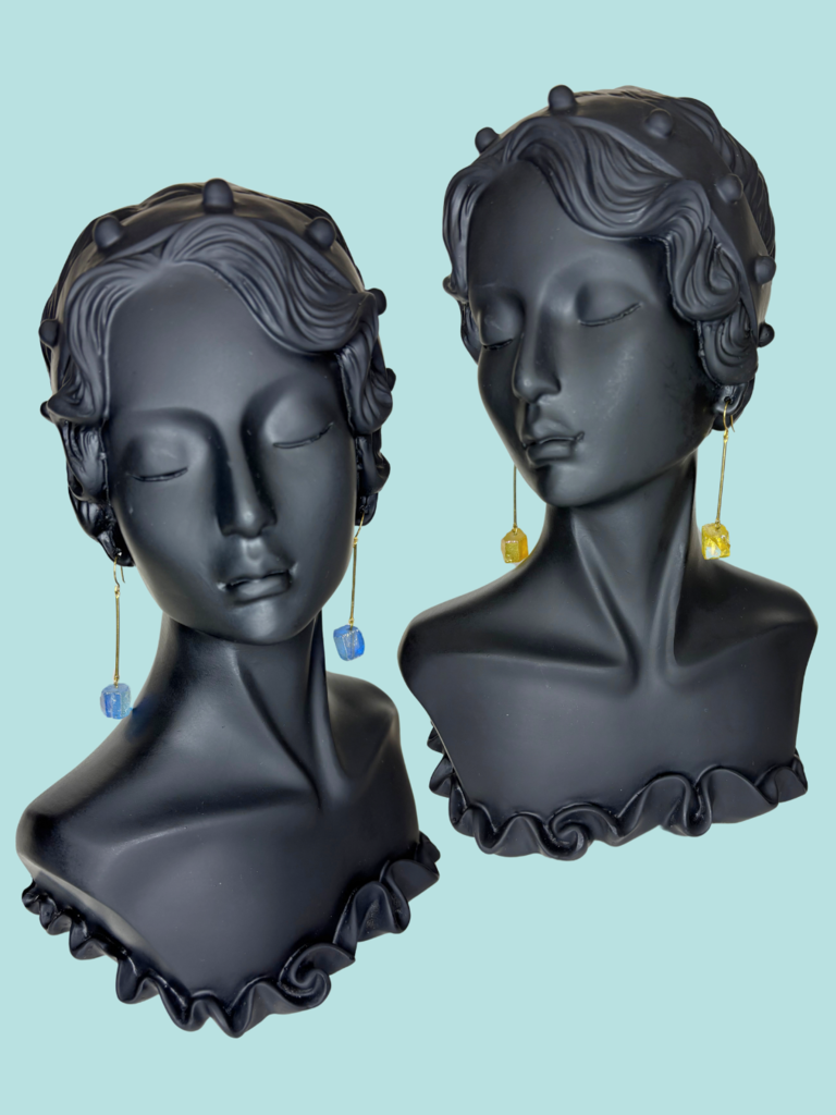 brass and sand Crock Earring