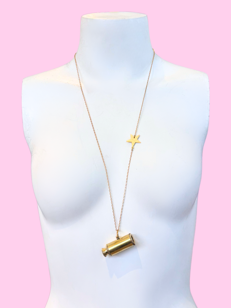 brass and sand Telescope Necklace