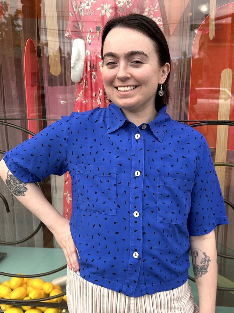 Cameo Mash Top - Royal Brush Dot