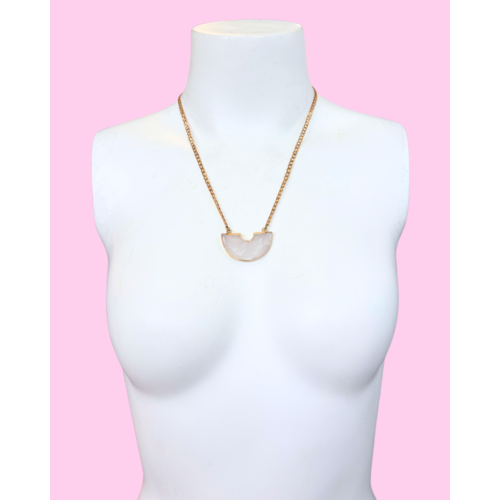 brass and sand Quartz Arch Necklace