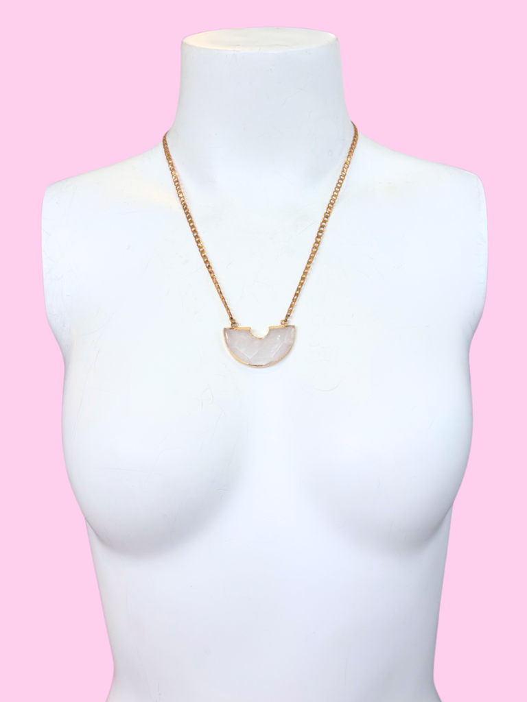 brass and sand Quartz Arch Necklace
