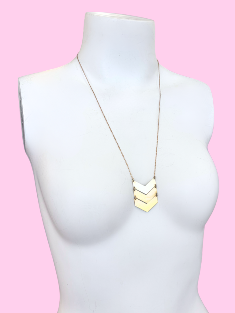 brass and sand Chev Ladder Necklace
